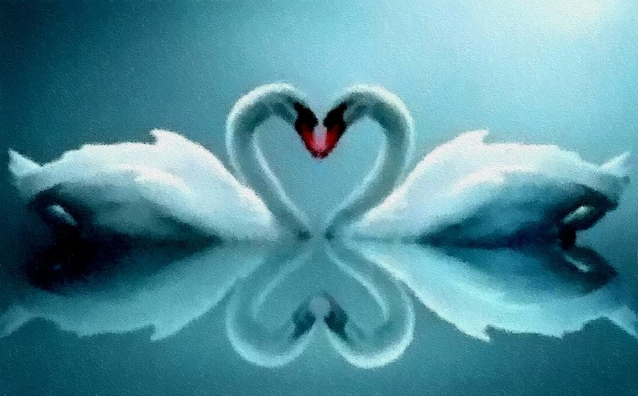 Loving Swans H B Painting