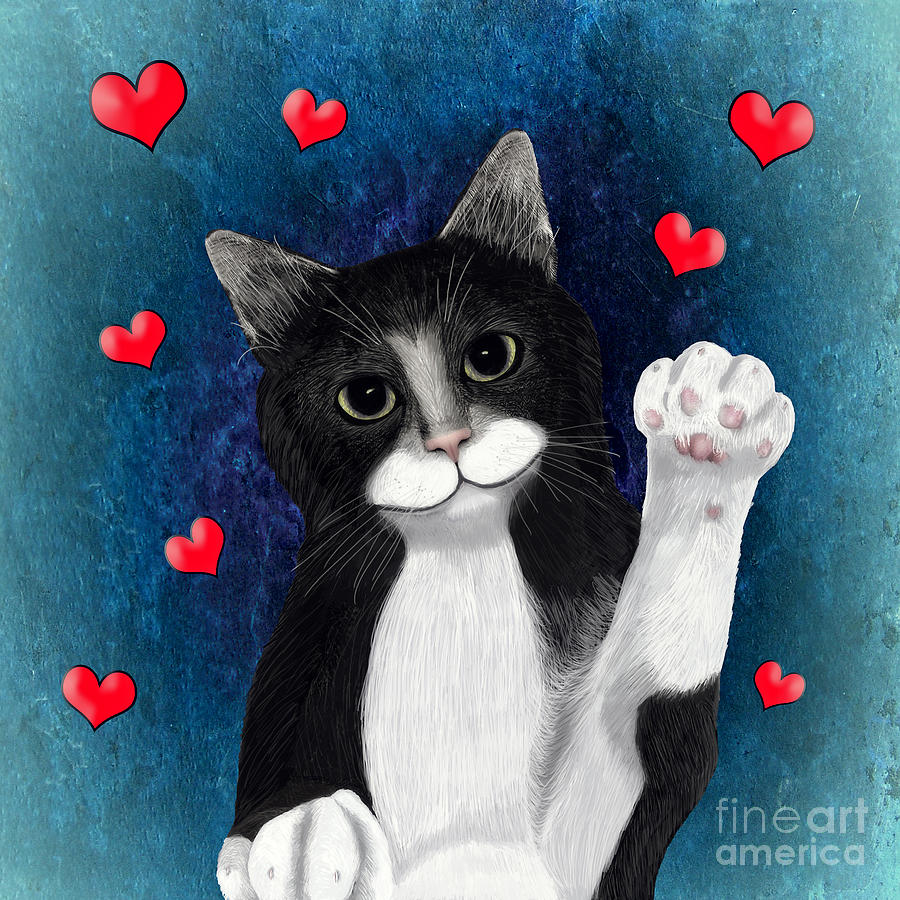 Cat Digital Art - Loving Tuxedo Cat by Two Hivelys