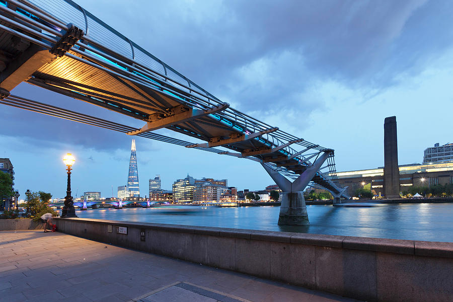 Architecture Photograph - Low Angle View Of Millennium Bridge by Panoramic Images