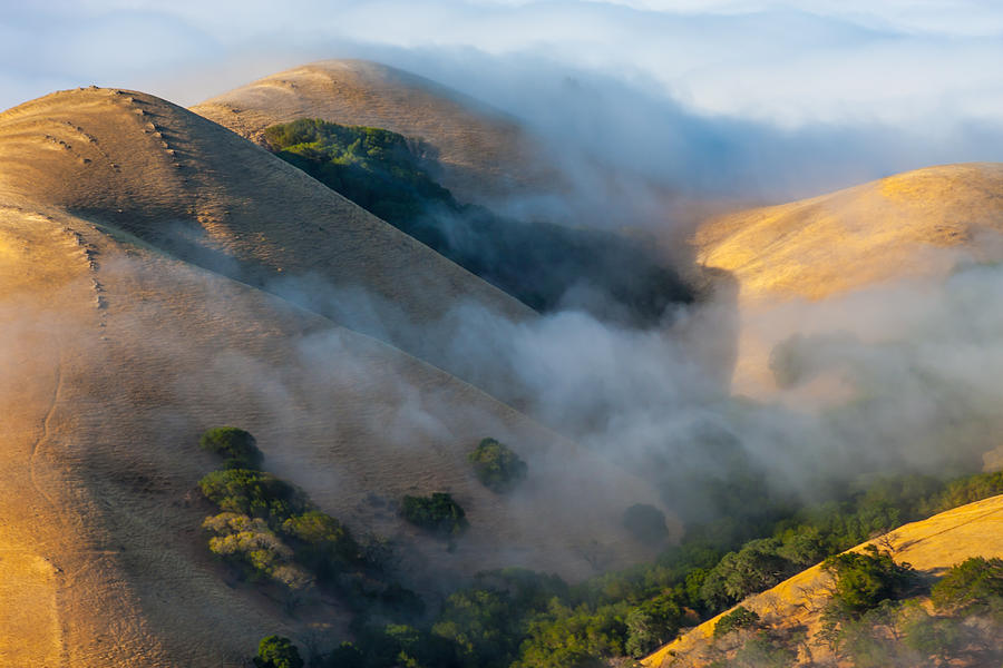 Low Clouds Between Hills Photograph by Marc Crumpler