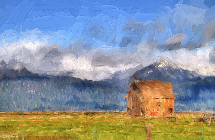 Barn Photograph - Low Clouds - Impasto by Donna Kennedy