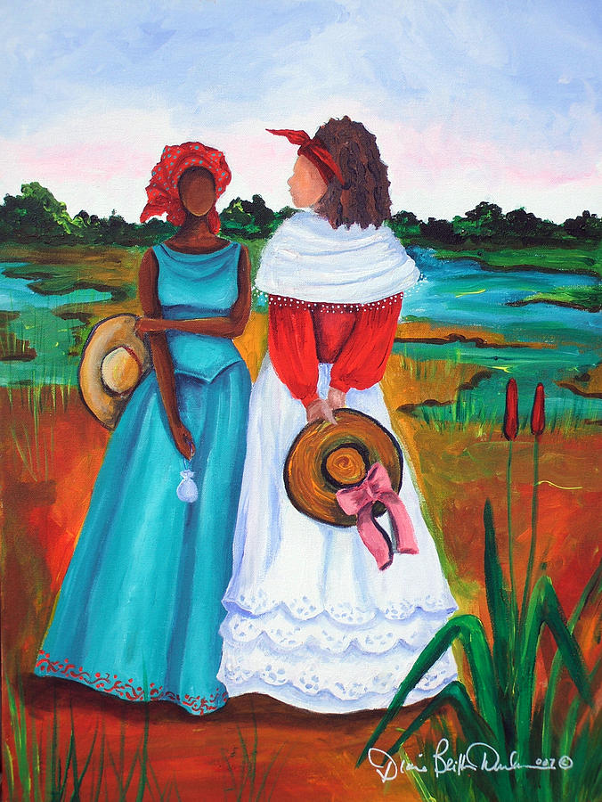 Gullah Painting - Low Country Ladies by Diane Britton Dunham