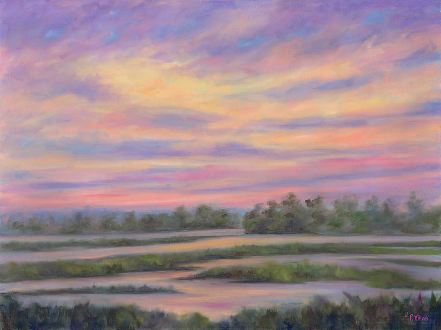 Sunset Painting - Low Country Marsh Sunset by Jeff Pittman