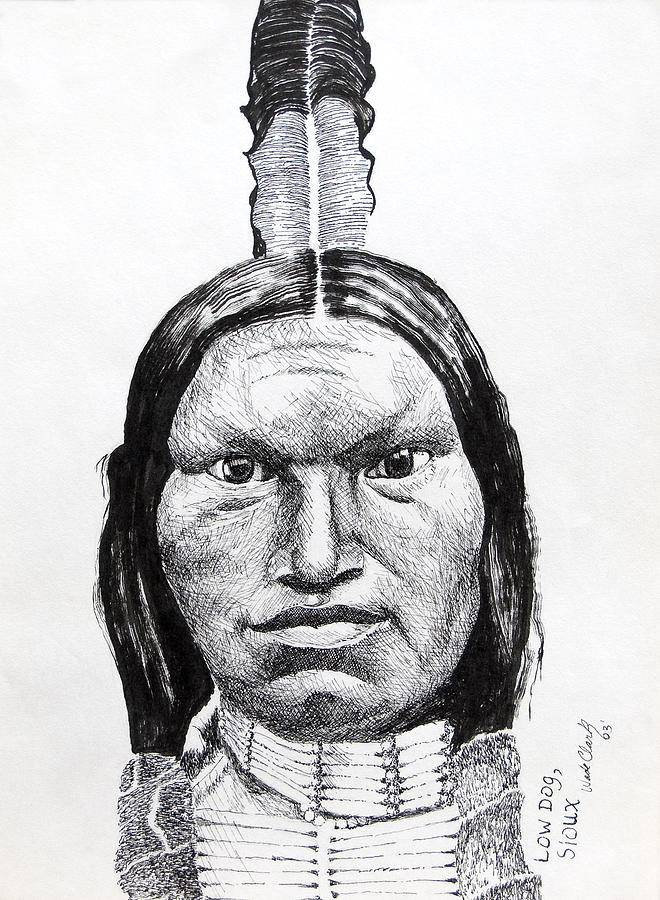 Low dog sioux Drawing by Wade Clark