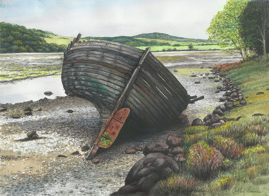 Boat Painting - Low Tide by Arthur Barnes