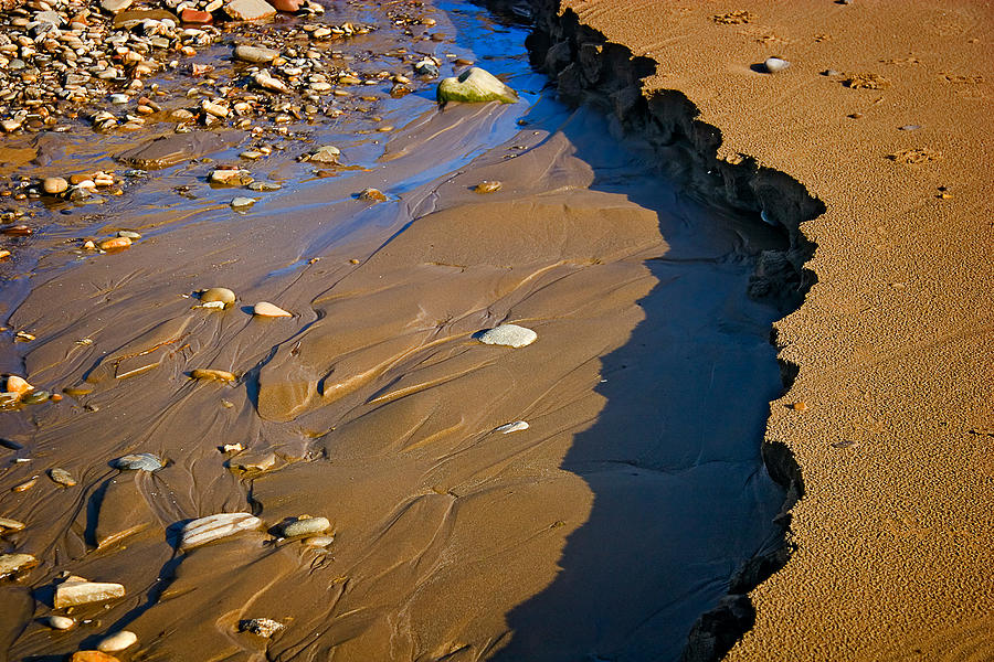 Abstract Photograph - Low Tide at Broadhaven Beach in Wales by Louise Heusinkveld