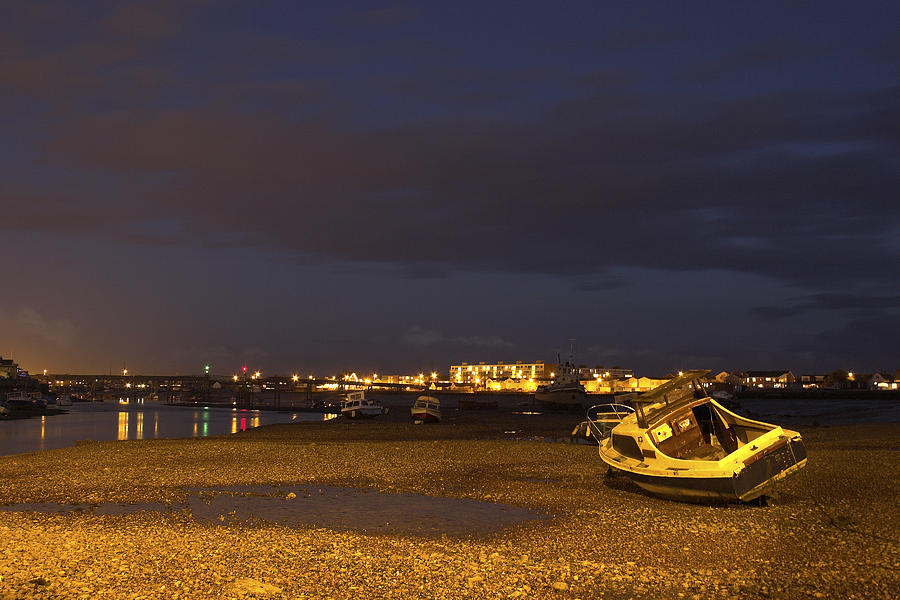 Boat Photograph - Low tide at dusk by Hazy Apple