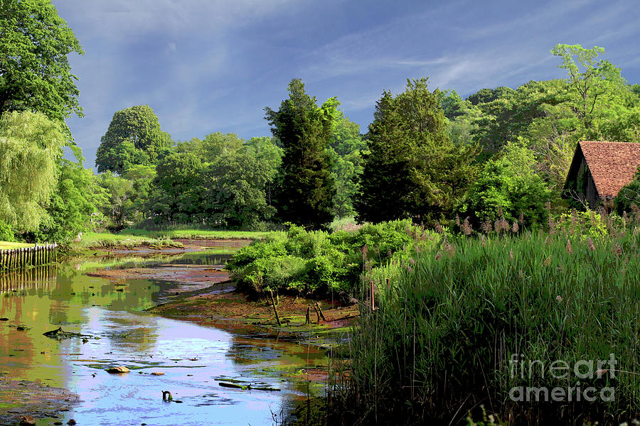 Low Tide at the Grist Mill Digital Art by Jack Ader