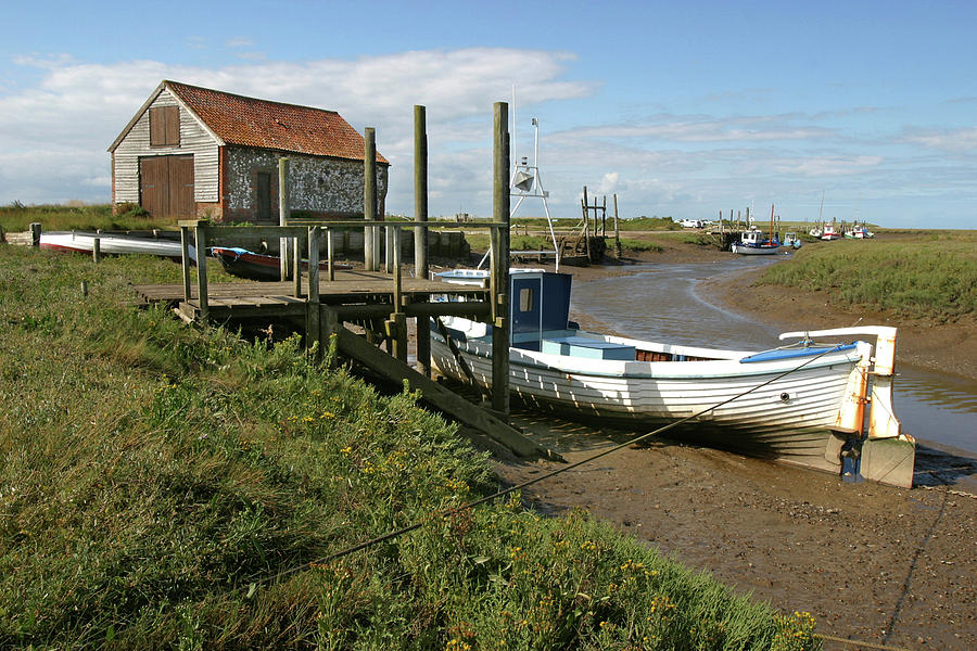Boat Photograph - Low Tide at Thornham by Mike Bambridge