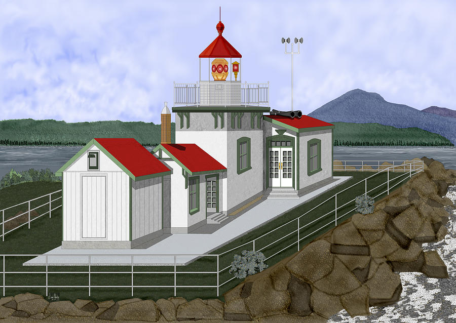 Low Tide At West Point Lighthouse In Seattle Painting