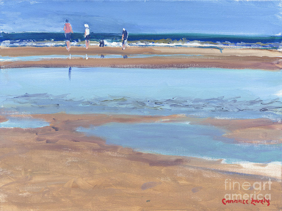 Low Tide Beach Walkers Painting by Candace Lovely
