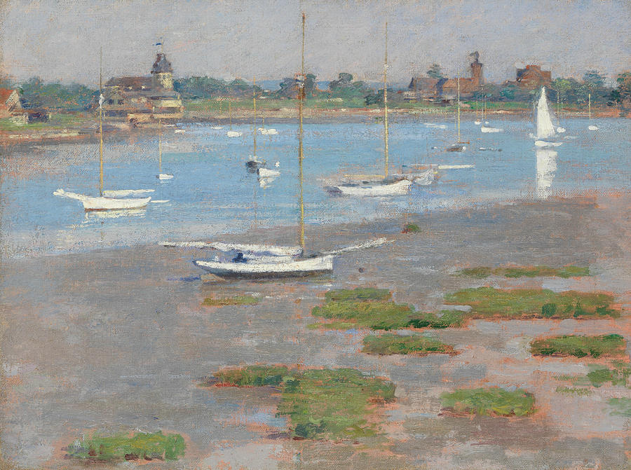 Low Tide, Riverside Yacht Club Painting by Theodore Robinson