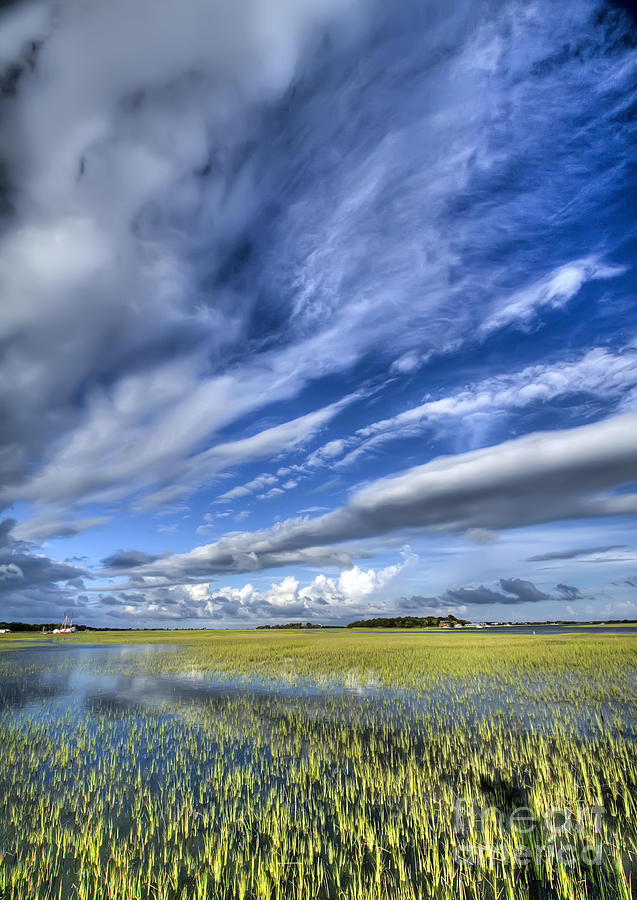 Lowcountry Flood Tide and Clouds Photograph by Dustin K Ryan