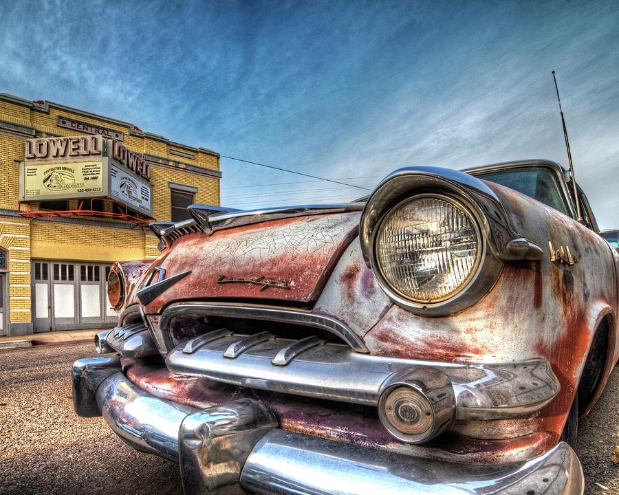 Lowell Arizona Old Rusted Car Lowell Movie Theater Photograph by Toby McGuire