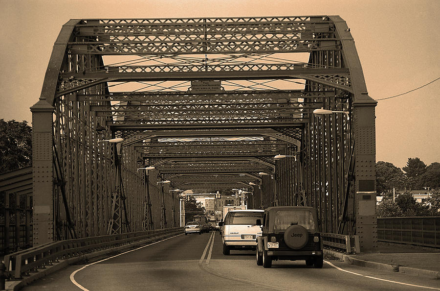 Architecture Photograph - Lowell, MA - Aiken Street Bridge Sepia by Frank Romeo