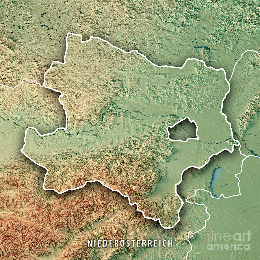 Lower Austria Bundesland 3D Render Topographic Map Border Digital Art ...