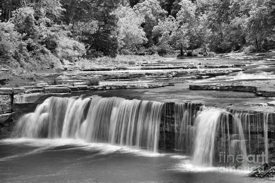 Lower Cataract Falls Cascades Black And White Photograph by Adam Jewell