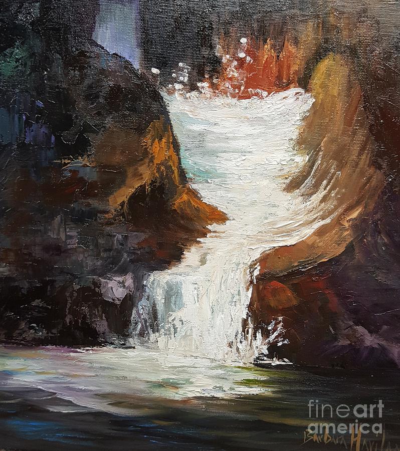 Lower Chasm Waterfall Painting by Barbara Haviland