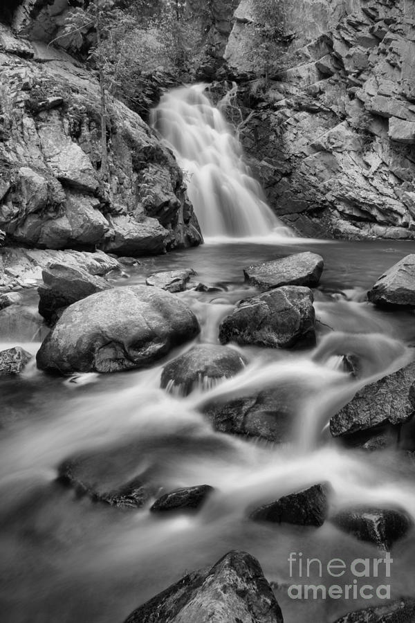 Lower Falls Creek Falls Portrait Black And White Photograph by Adam Jewell