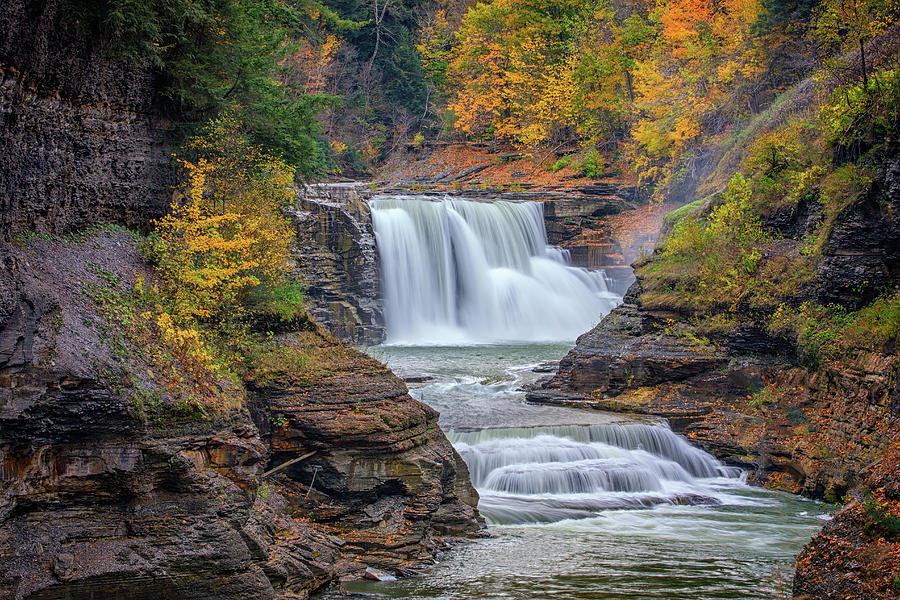 Fall Photograph - Lower Falls in Autumn by Rick Berk