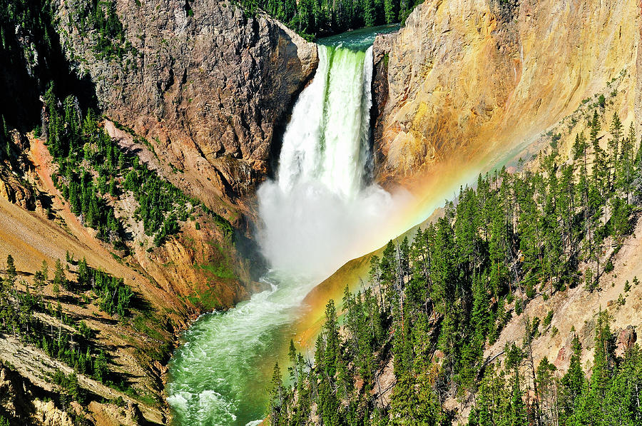 Yellowstone National Park Photograph - Lower Falls Rainbow by Greg Norrell