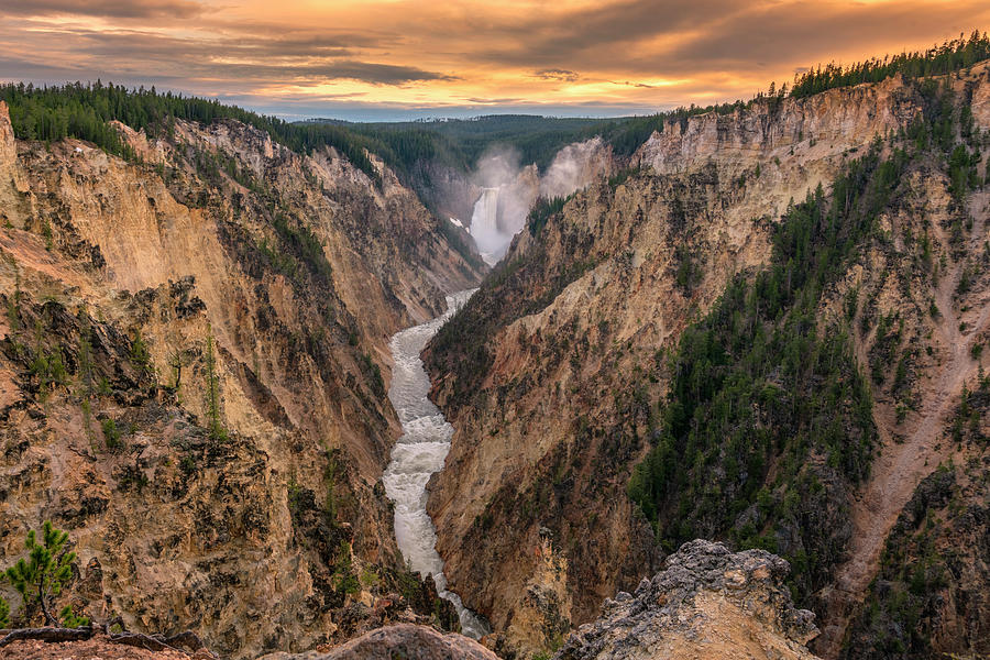 Lower Falls Sunset Yellowstone Canyon GRK8004_05282018-HDR  Photograph by Greg Kluempers