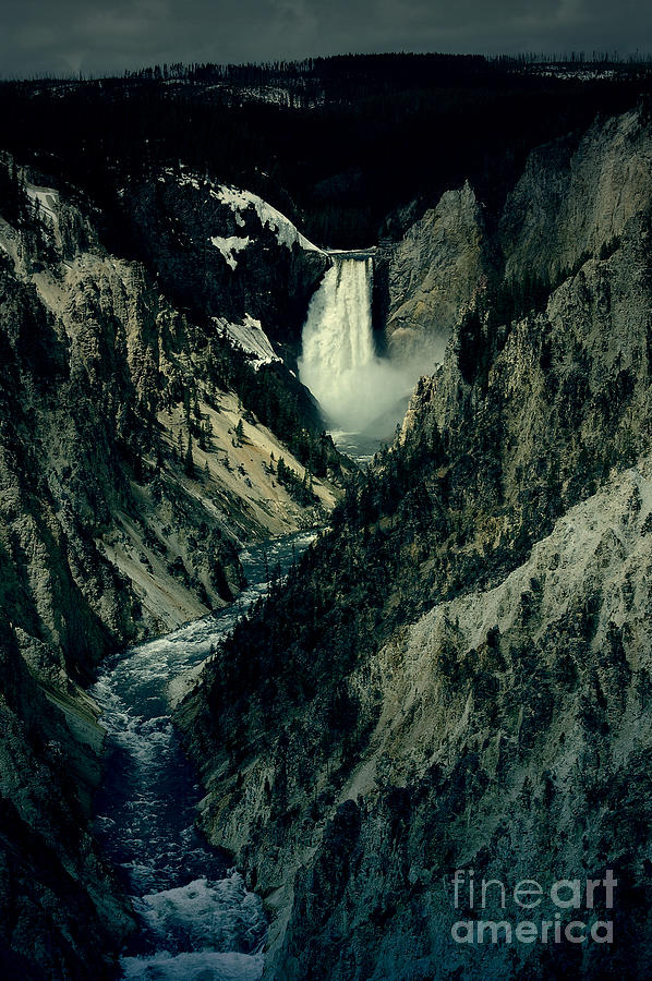 Lower Falls Viewed from Artist Point Yellowstone National Park Wyoming Lomo Digital Art Photograph by Shawn OBrien