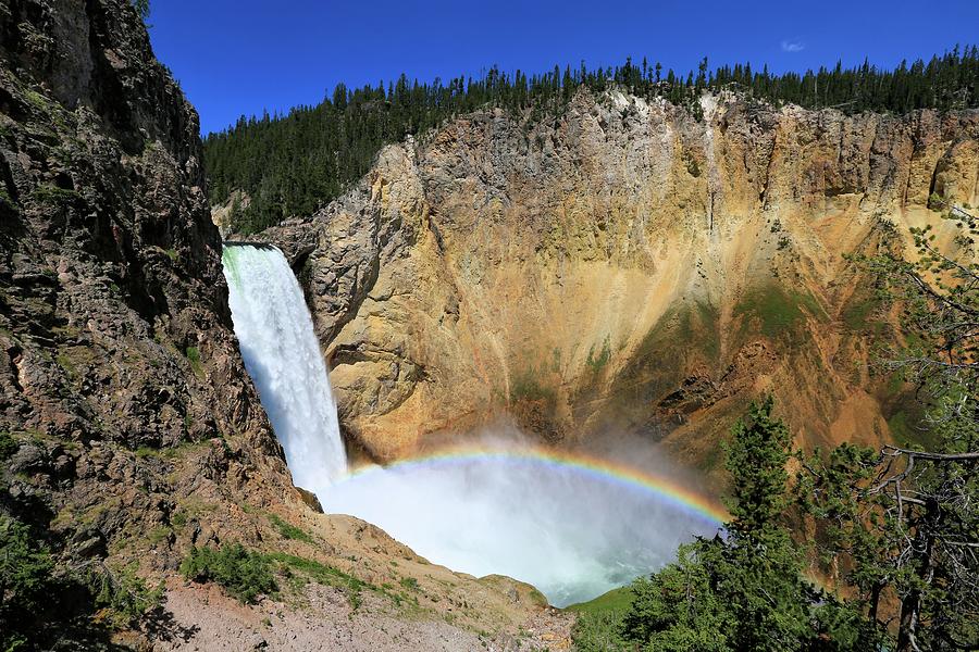 Lower Falls with a Rainbow Photograph by M C Hood