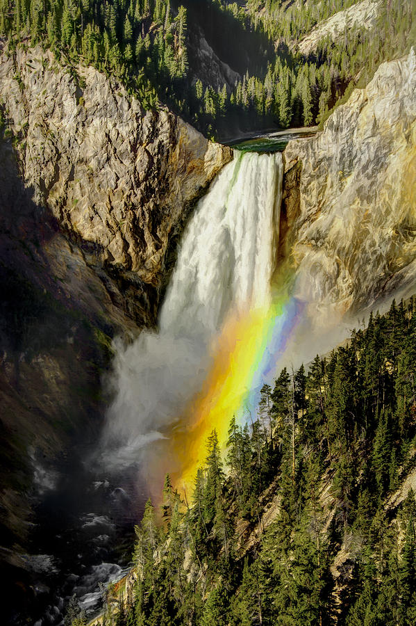 Lower Falls- Yellowstone Park Painting by Penny Lisowski
