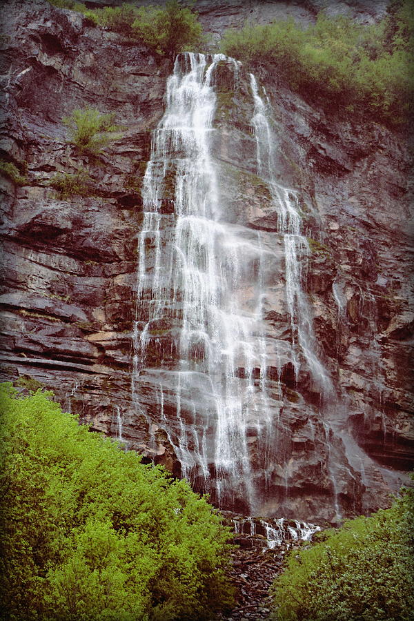 Lower Level of Bridal Veil Falls Provo Canyon Utah - Post Processed Photograph Photograph by Colleen Cornelius