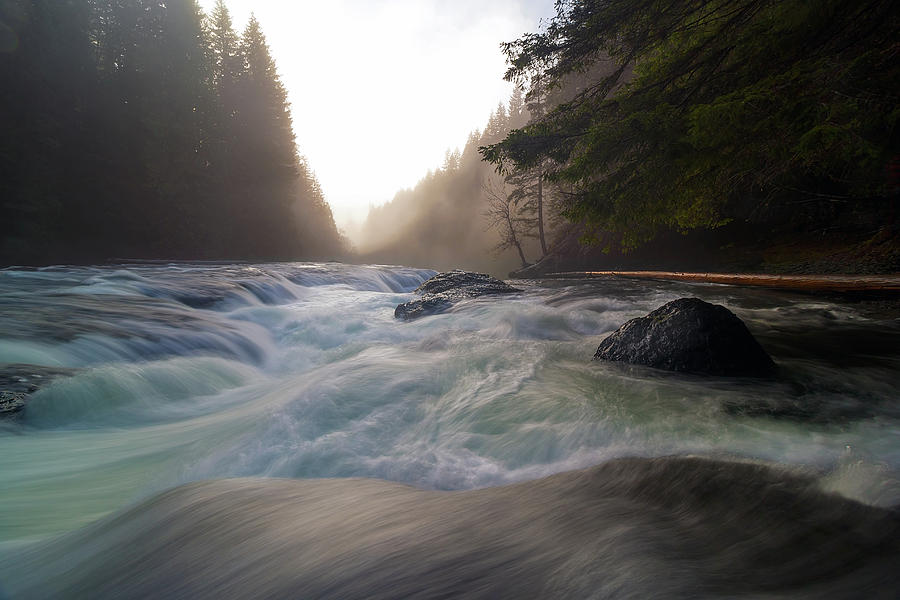 Lower Lewis River Falls During Sunset Photograph by David Gn