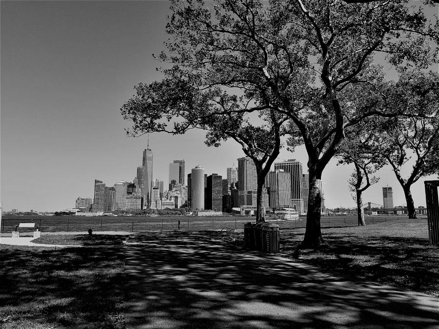 Lower Manhattan From Governers Island B W Photograph by Rob Hans