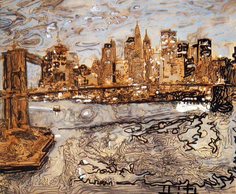 Landscape Painting - Lower Manhattan by Jacob Hitt
