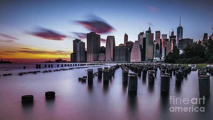 Lower Manhattan Purple Sunset Photograph by Alissa Beth Photography