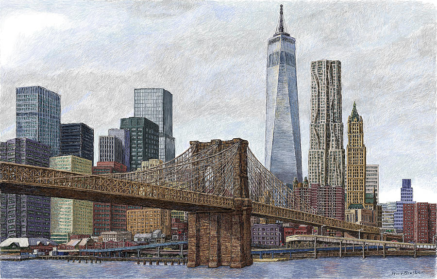 Lower Manhattan Skyline 2 Digital Art by Steve Breslow
