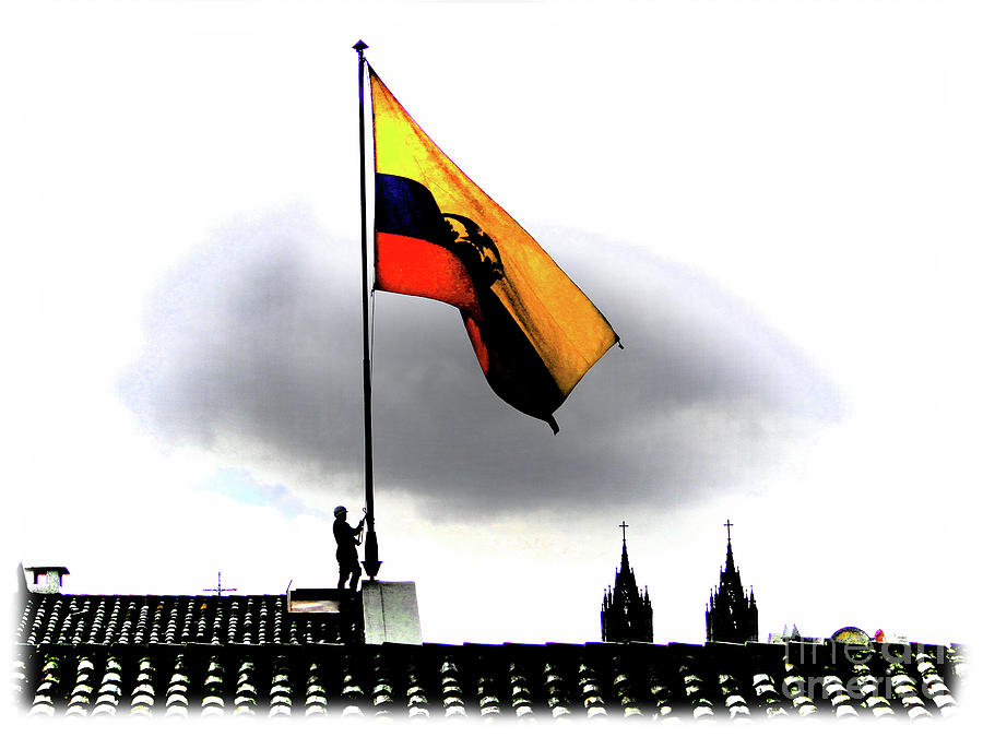 Architecture Photograph - Lowering The Flag, Quito, Ecuador by Al Bourassa