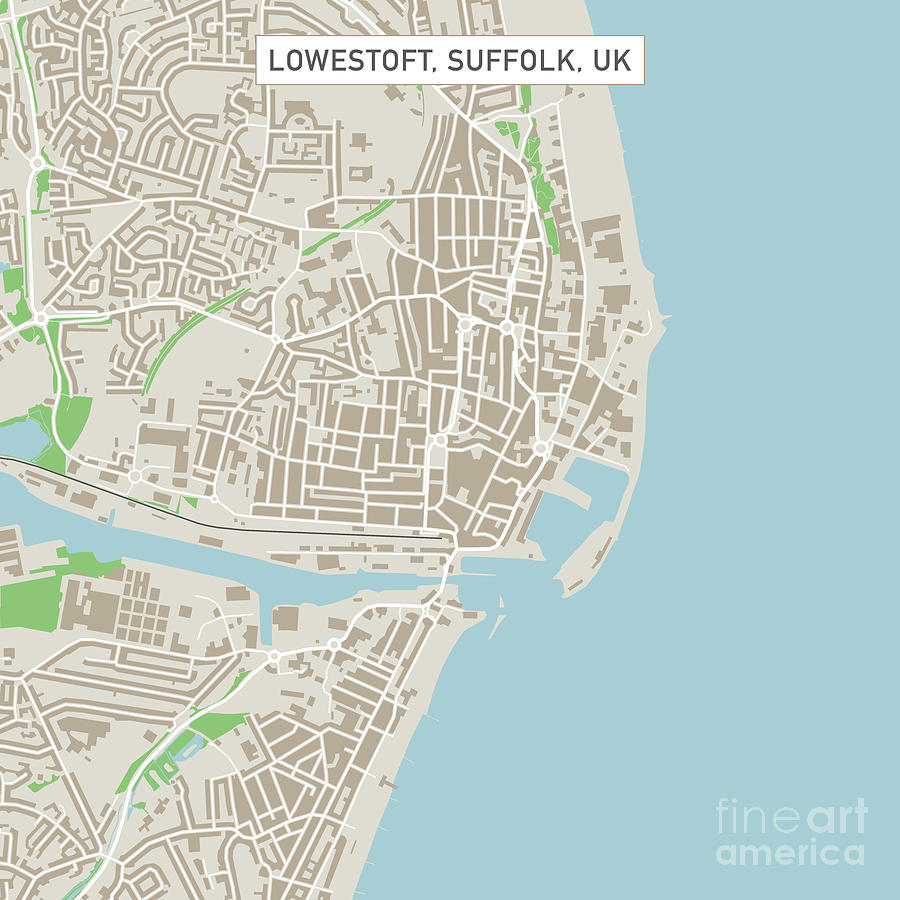 Lowestoft Suffolk UK City Street Map Digital Art by Frank Ramspott | Pixels