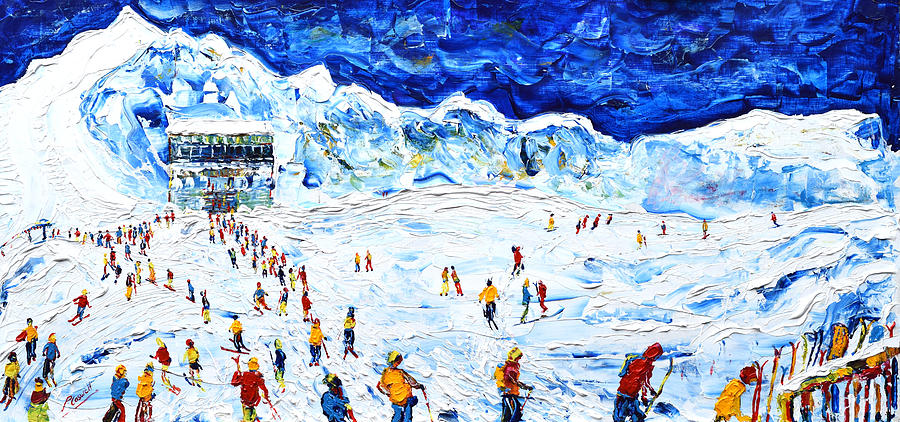 Mountain Painting - Lowry on the Pistes Tignes by Pete Caswell