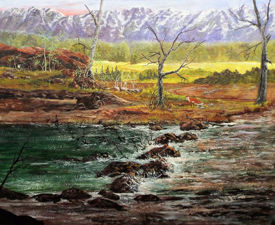 Lowwater crossing  Painting by Michael Dillon