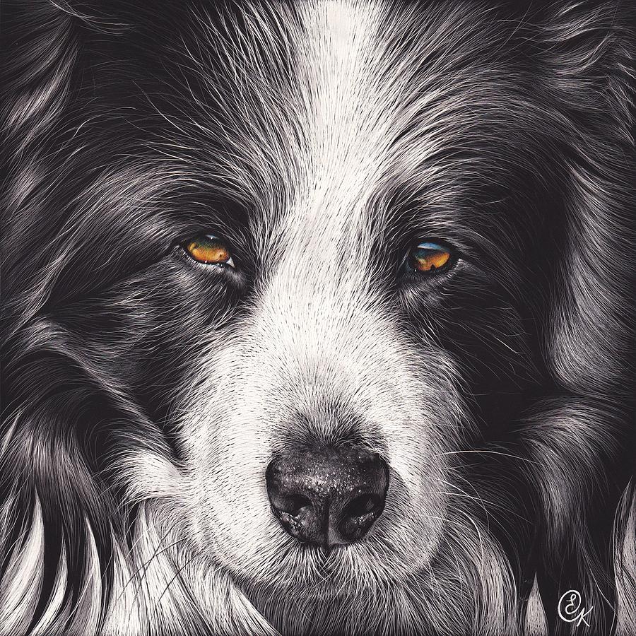 Dog Mixed Media - Loyal companion by Elena Kolotusha