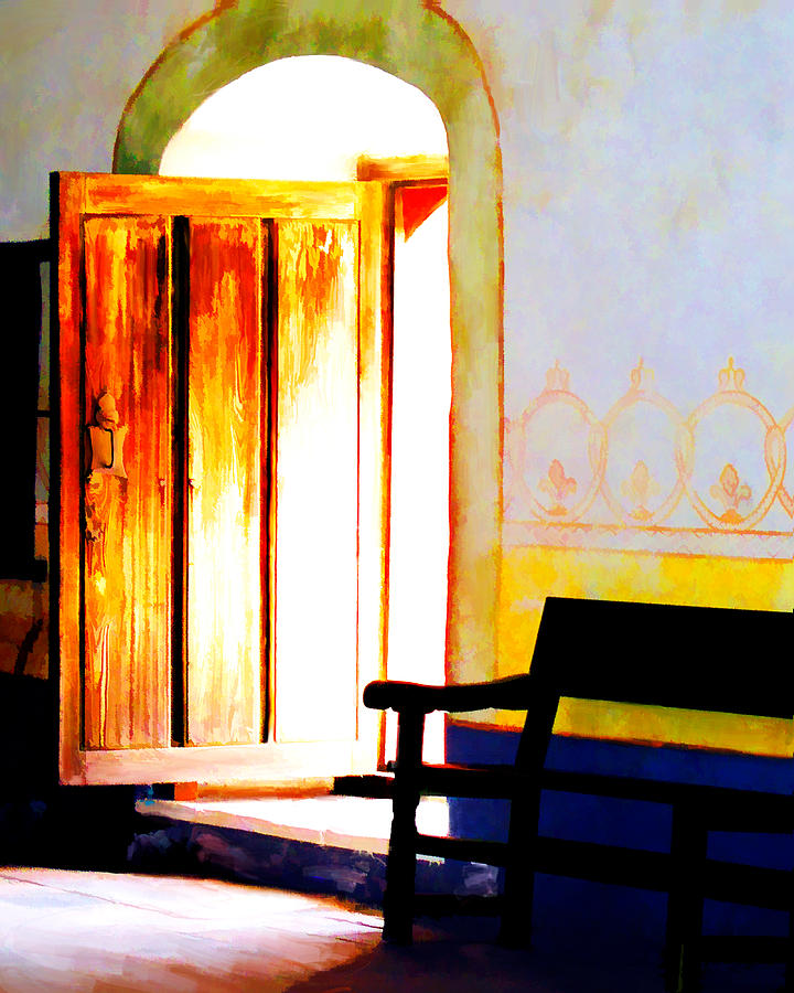 Architecture Painting - LP Mission Door with Bench by Jackie Jacobson