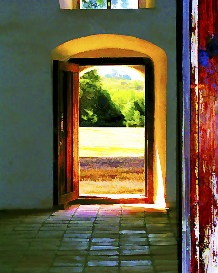 Architecture Painting - LP Mission Doorway to Field  by Jackie Jacobson