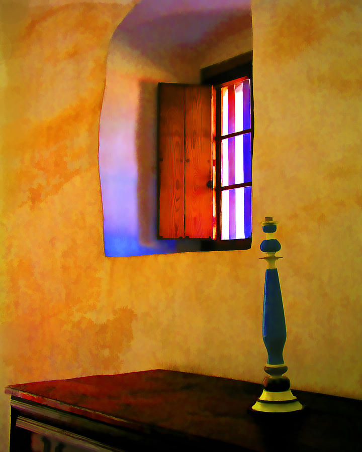 California Missions Painting - LP Mission Window with candle by Jackie Jacobson