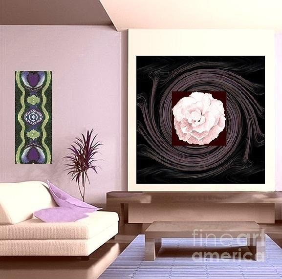 L R with A Pink Rose and the Bigger Picture and Heart Matters Variation Detail on the Wall Photograph by Helena Tiainen