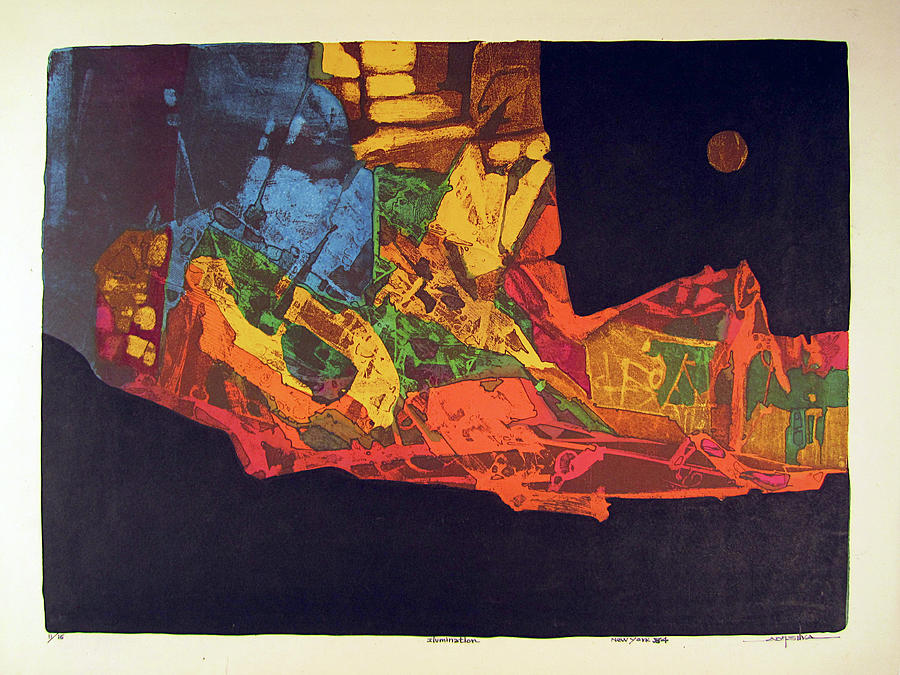 Abstract Painting - LS1974NY002 11-16 Ilumination 21.5x15.75 by Alfredo Da Silva