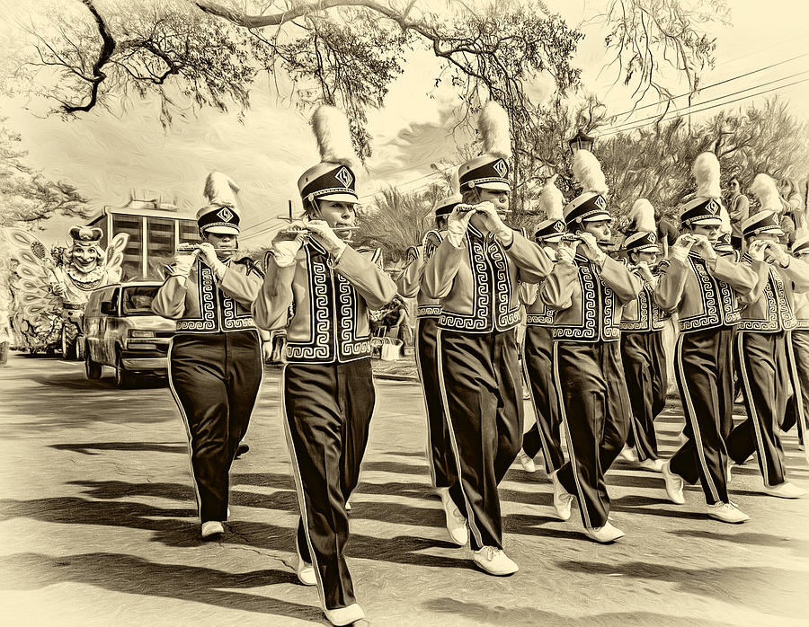Louisiana State University Photograph - LSU Tigers Band 5 - Sepia by Steve Harrington