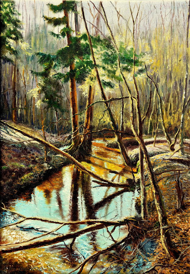 Impressionism Painting -  Lubianka-1- River by Henryk Gorecki