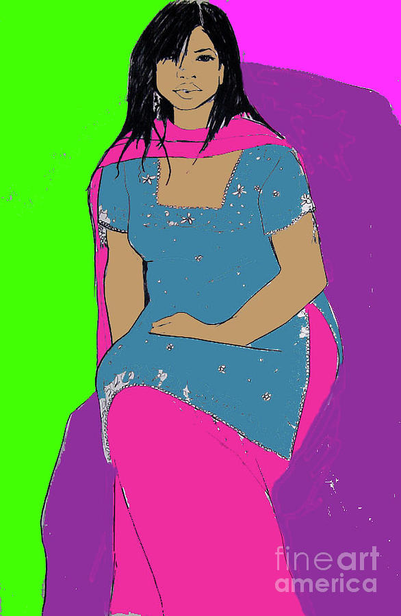 Lubna in colour Digital Art by Joanne Claxton