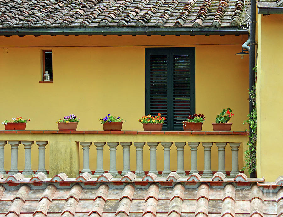 Lucca Balcony Flowers  0798 Photograph by Jack Schultz