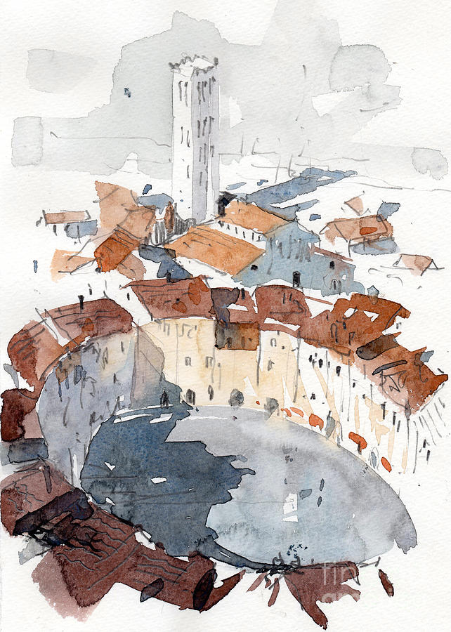 Lucca Italy 3 Painting by Tony Belobrajdic